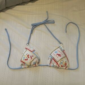 Abercrombie & Fitch White Multi Seashell Print Triangle Bikini Top